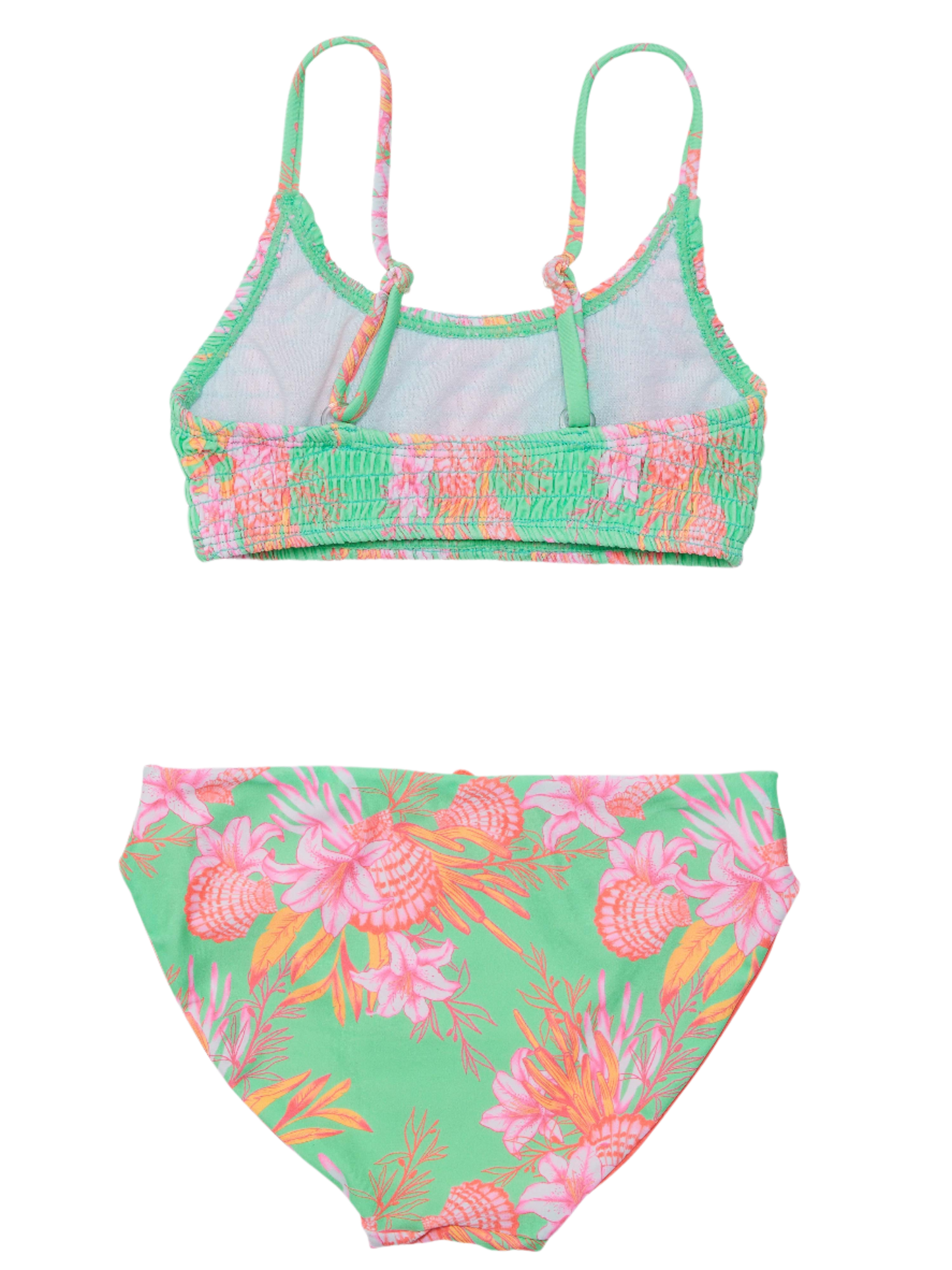 Snapper Rock Sustainable Shirred Girl's Bikini Set - Coastal Shells