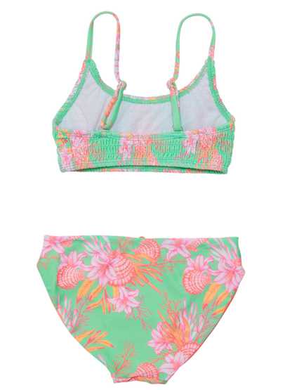 Snapper Rock Sustainable Shirred Girl's Bikini Set - Coastal Shells