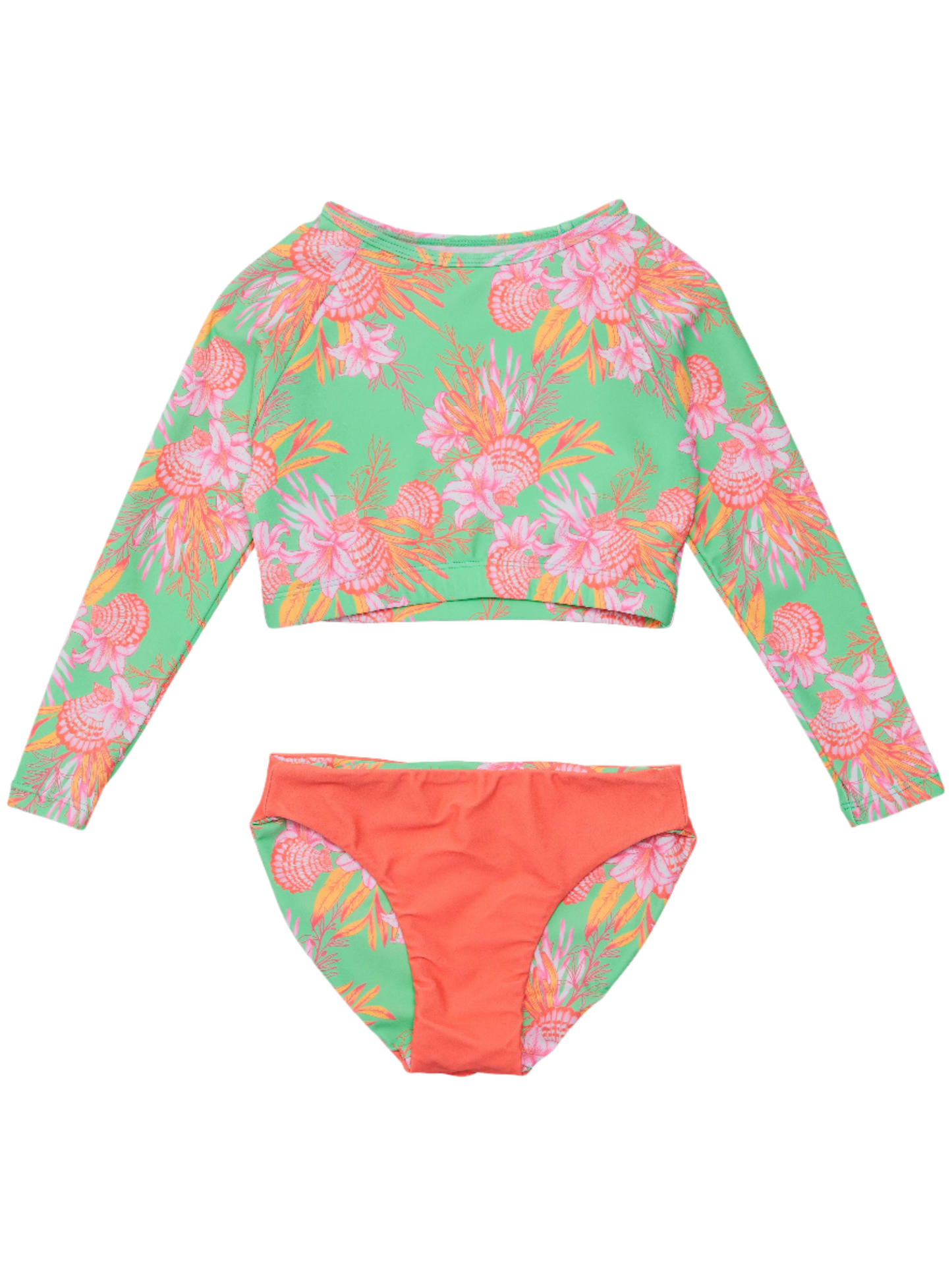 Snapper Rock Sustainable Crop Long Sleeve Rashguard Set - Coastal Shells