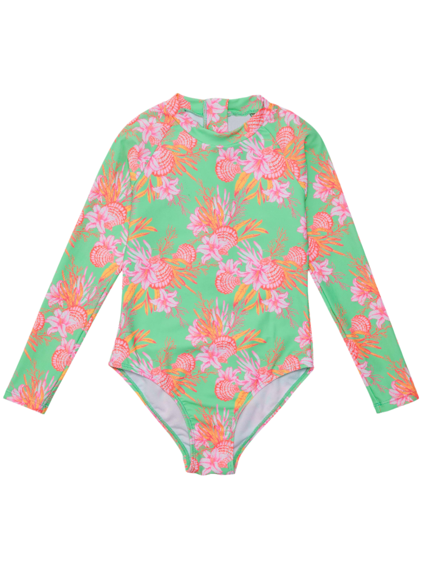 Snapper Rock Girls Sustainable Long Sleeve Surf Suit - Coastal Shells