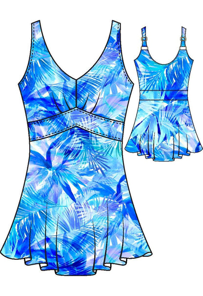 Maxine Of Hollywood Plus Empire Swim Dress One Piece - Pacific Palms