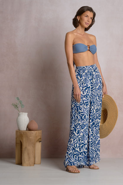 Elan Printed Wide Leg Pant - Blue Coral - FINAL SALE