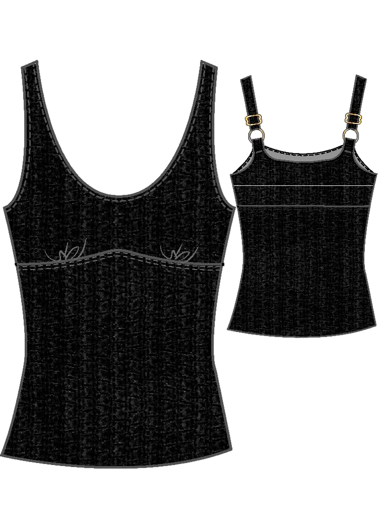 Maxine Of Hollywood Textured Spa Scoop Neck Tankini Top - Black