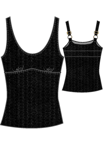 Maxine Of Hollywood Textured Spa Scoop Neck Tankini Top - Black