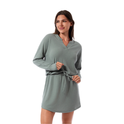 Jantzen Relaxed Waffle Knit Coverup Dress - Olive