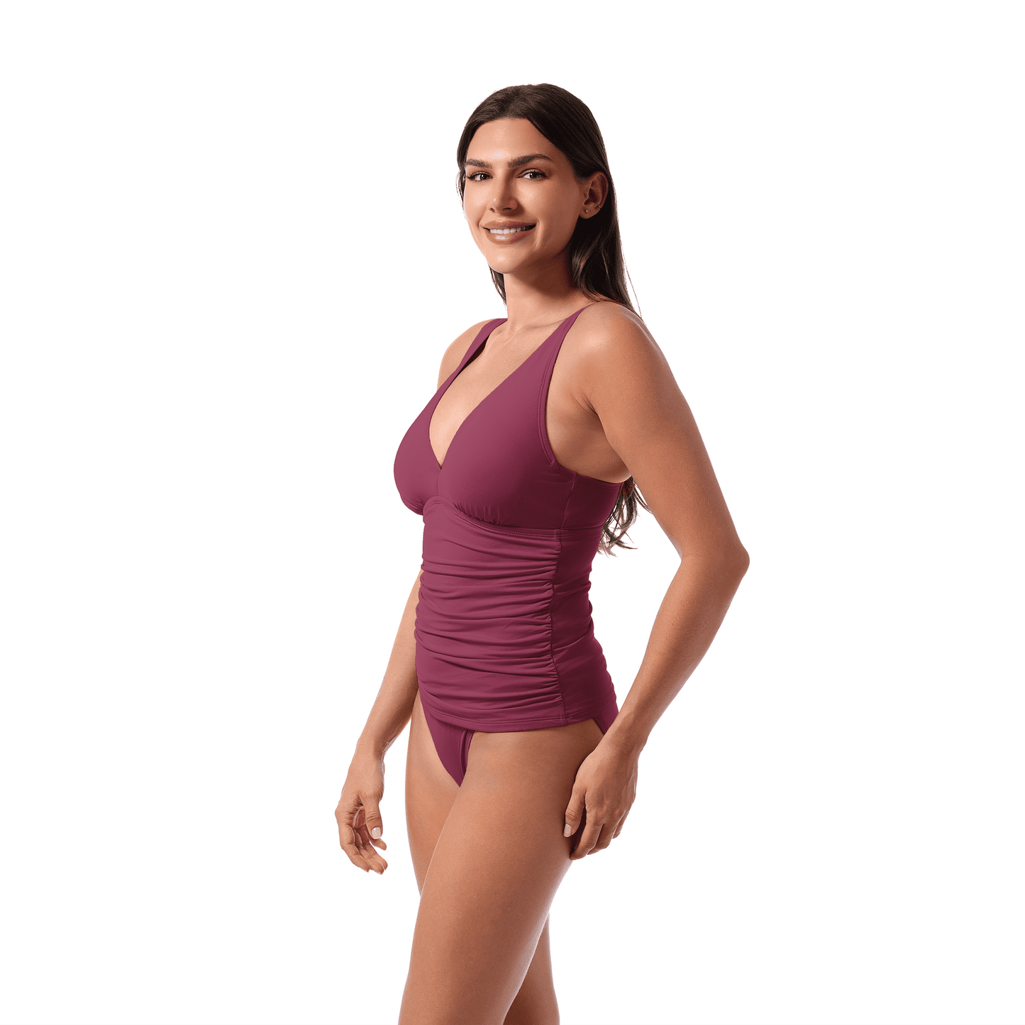 Jantzen Amber V-Neck Tankini Top - Mulberry