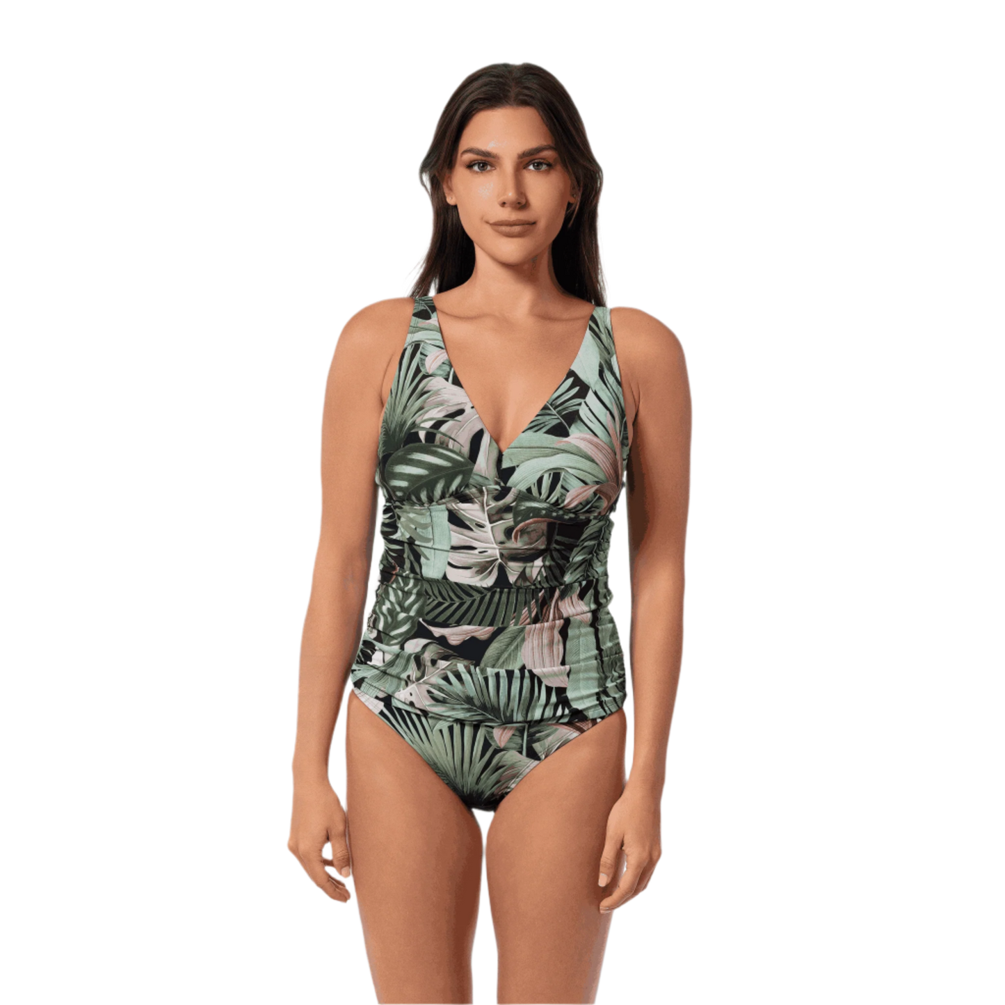 Jantzen Amber V-Neck Tankini Top - Jungle Glam Black