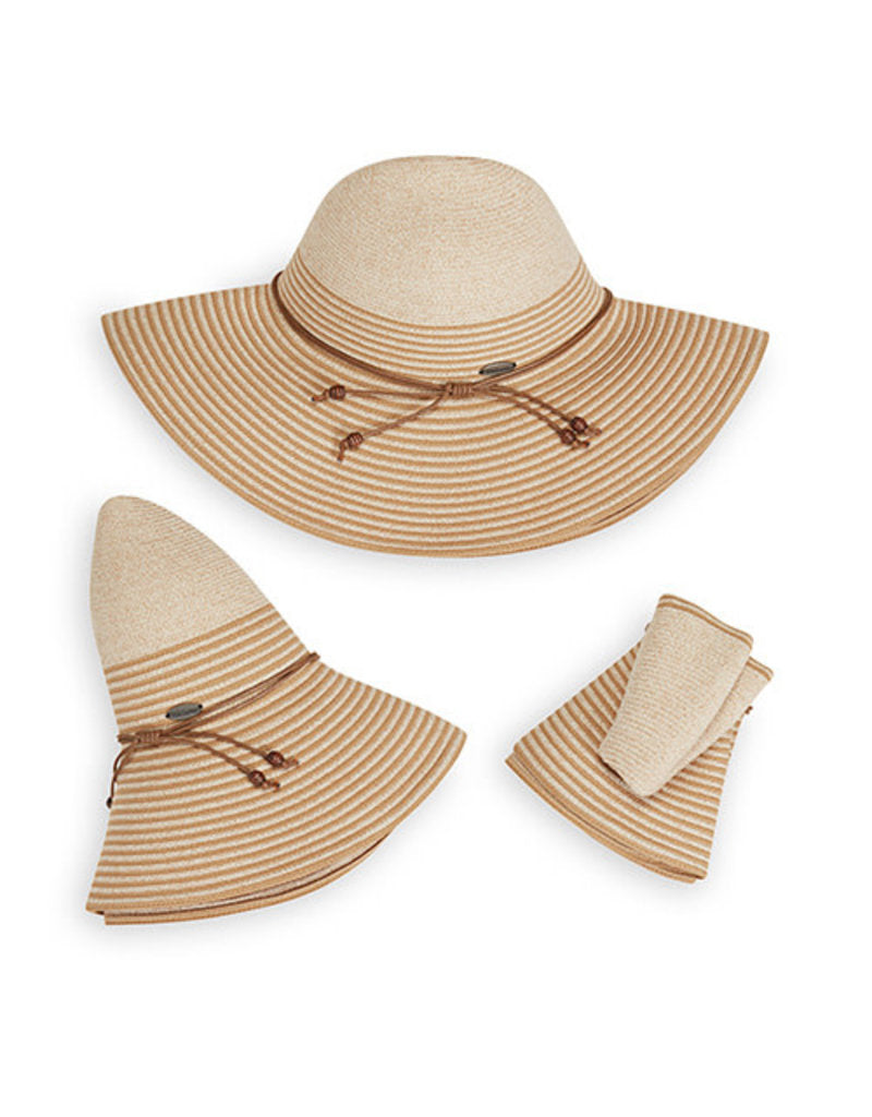 Wallaroo Women's Marseille Packable Sun Hat UPF 50+ - White/Beige