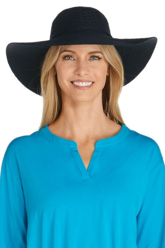 Coolibar Perla Packable Wide Brim Hat UPF 50+ - Black