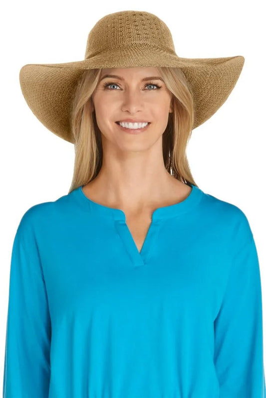 Coolibar Perla Packable Wide Brim Hat UPF 50+ - Tan