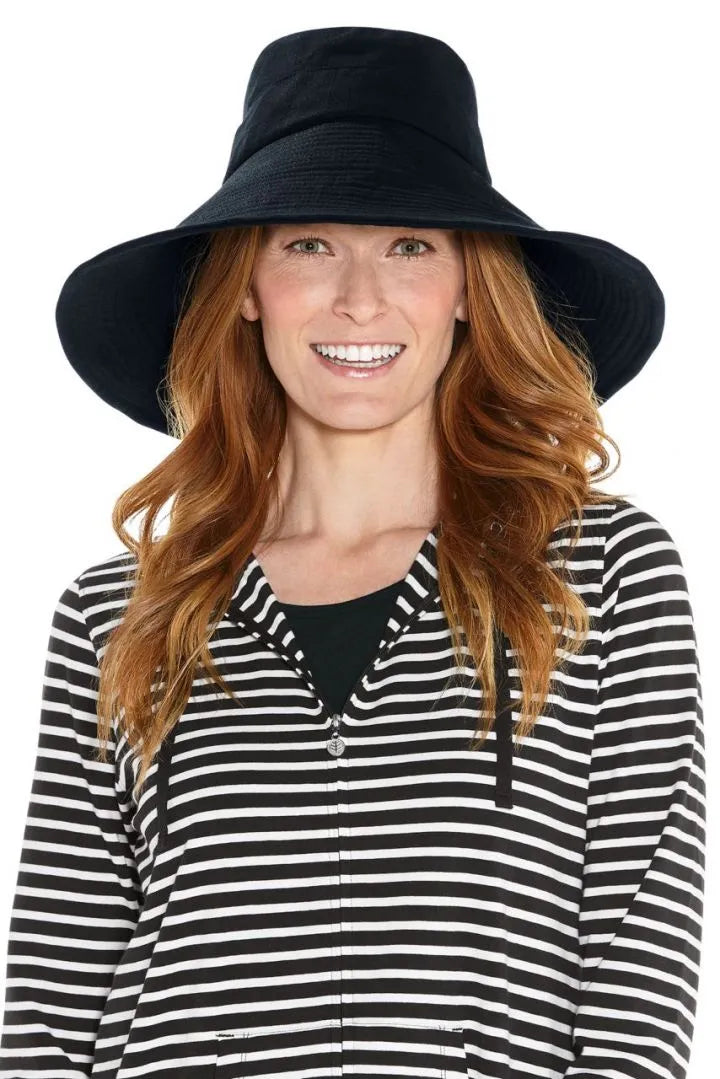 Coolibar Brittany Beach Hat UPF 50+ Black Sylvia's Sport & Resort