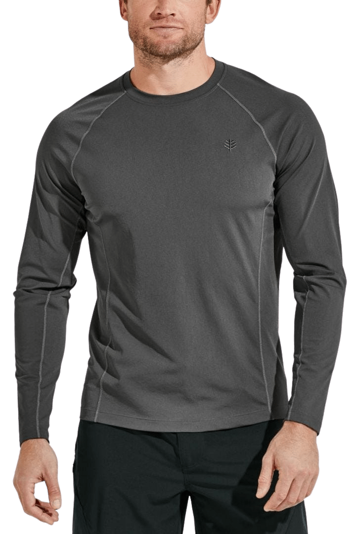 Coolibar Men's Hightide Long Sleeve Swim Shirt UPF 50+ Charcoal