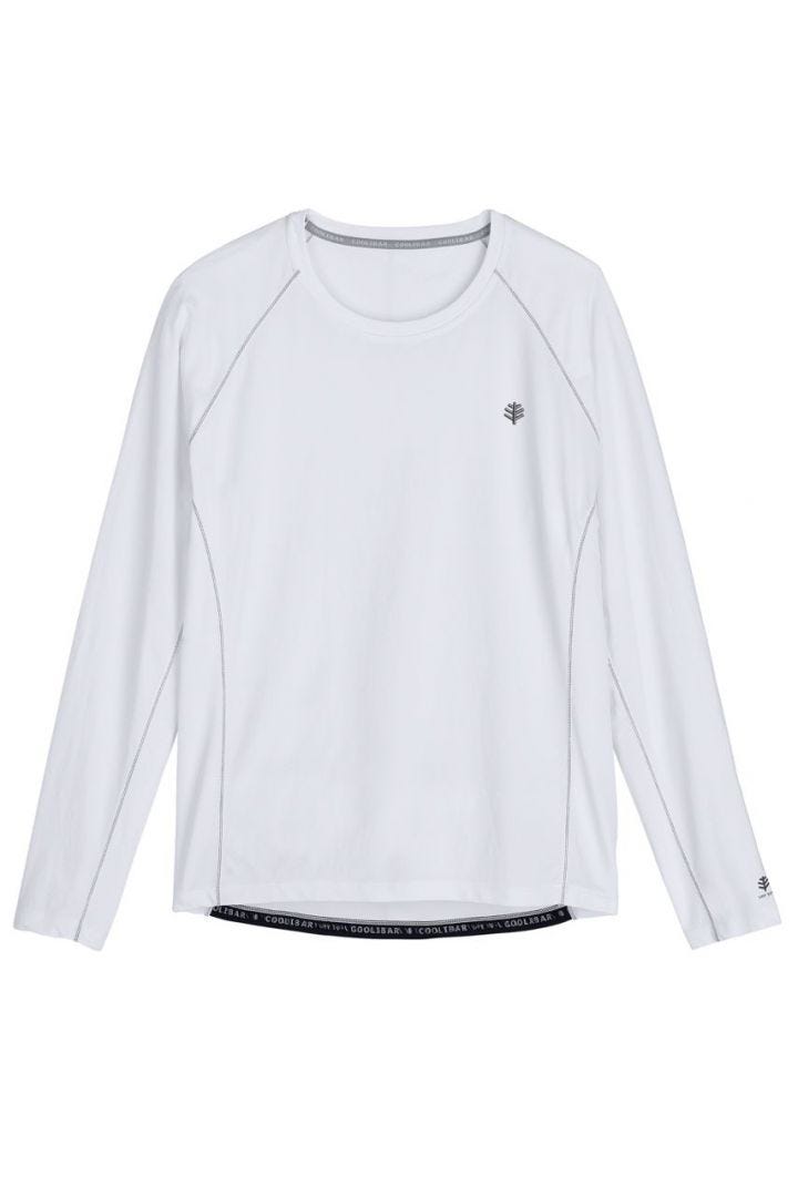 Coolibar Men's Hightide Long Sleeve Swim Shirt UPF 50+ White Sylvia
