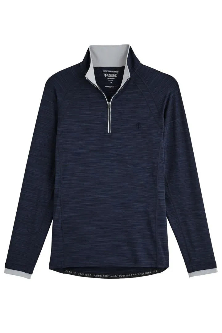 Coolibar Men's Ultimate HalfZip Rash Guard UPF 50+ Navy Line