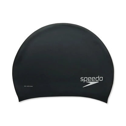 Speedo Silicone Long Hair Adult Swim Cap - Black
