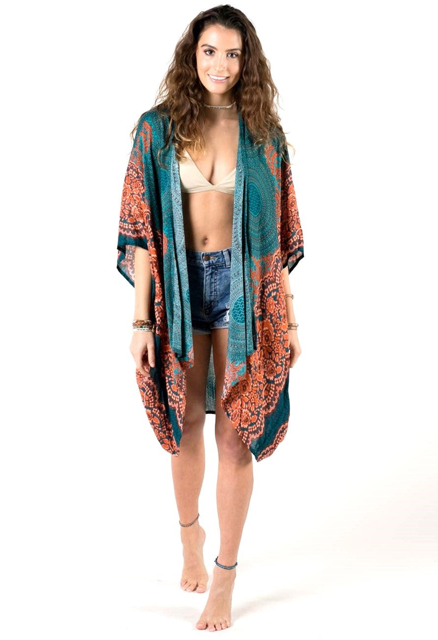 Lotus and Luna Kimono Coverup - Lahaina Mandala