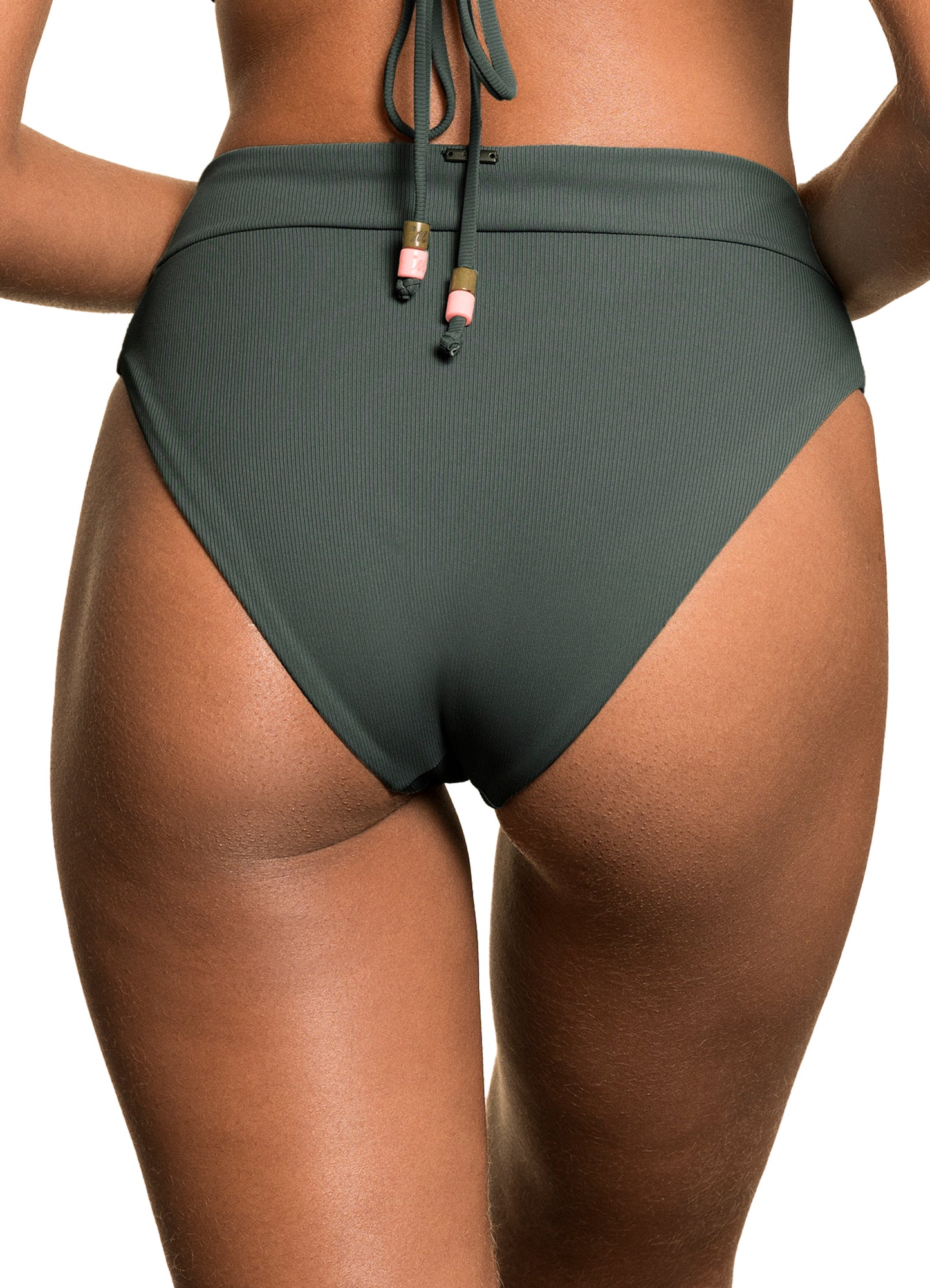 Maaji Suzy Q High Rise/High Leg Cheeky Cut Bikini Bottom - Crocodile Green - FINAL SALE
