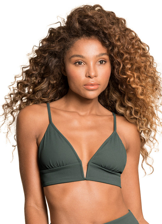 Maaji Parade Long Line Triangle Bikini Top - Crocodile Green - FINAL SALE