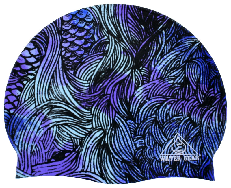 Water Gear Graphic Printed Silicone Swim Cap - FINAL SALE