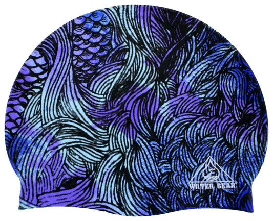 Water Gear Graphic Printed Silicone Swim Cap - FINAL SALE