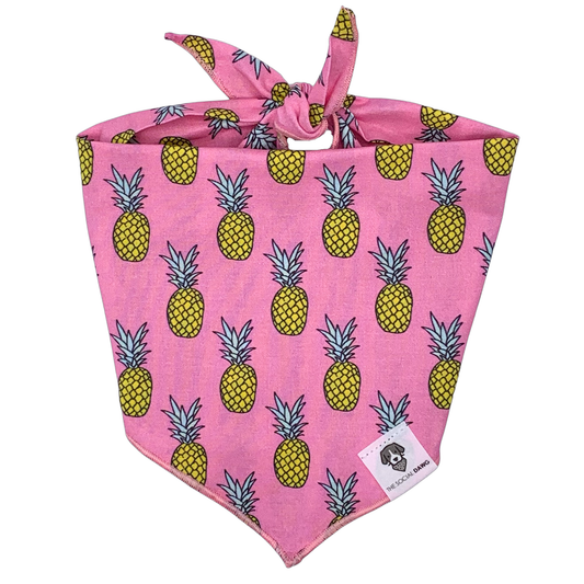 The Social Dawg Natural Cotton Tie-On Dog Bandana - Pineapple