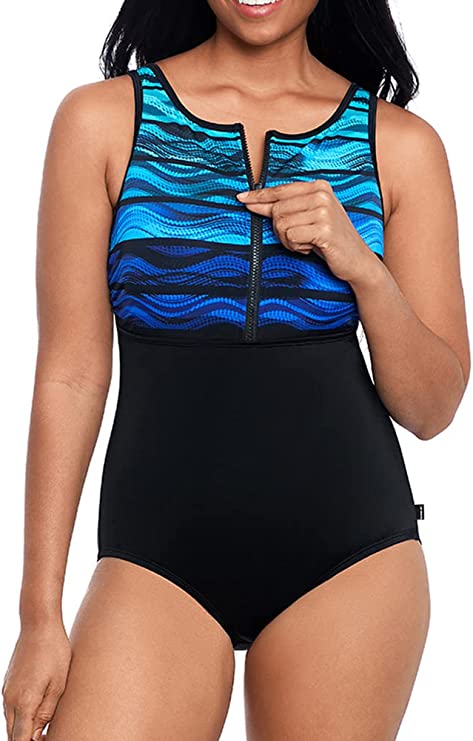 Reebok High Neck One Piece Swimsuit - Wavy Look - FINAL SALE!