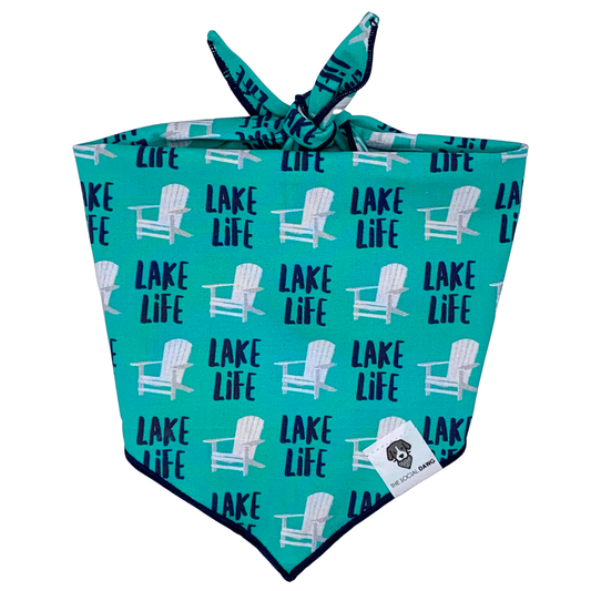 The Social Dawg Natural Cotton Tie-On Dog Bandana - Lake Life