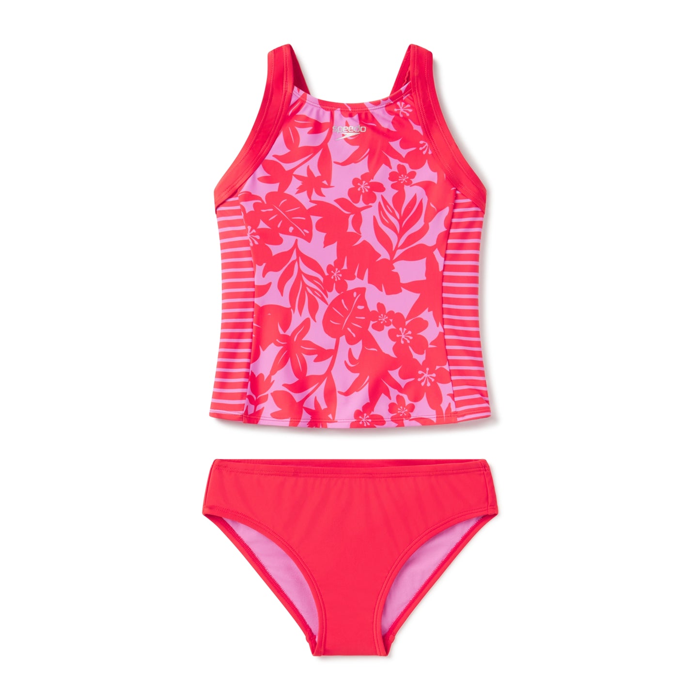 Speedo Girls Print Blocked Tankini Set - Bittersweet - FINAL SALE