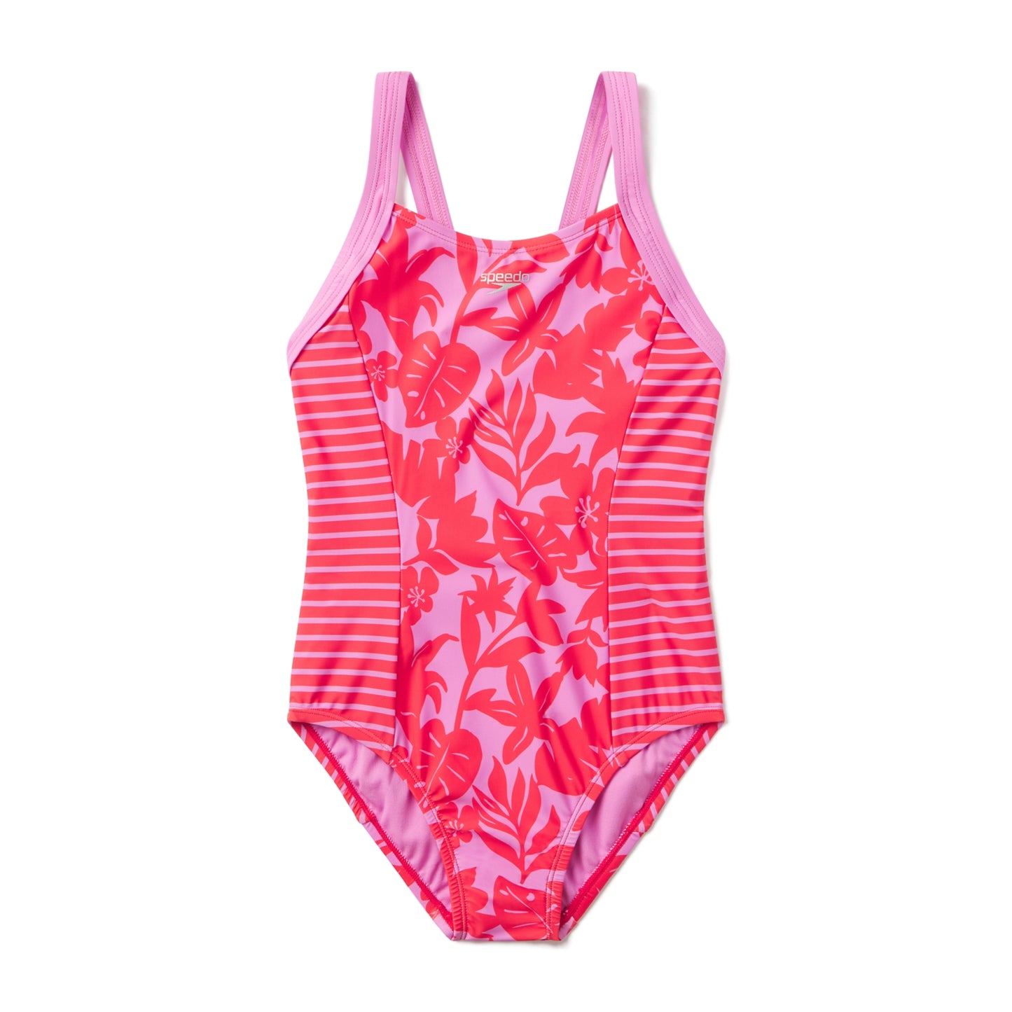 Speedo Girls Print Blocked One Piece Swimsuit - Cyclamen - FINAL SALE