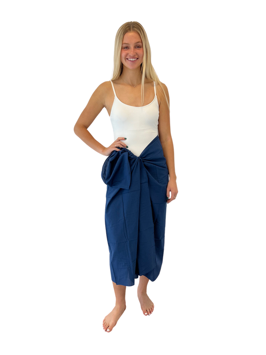 One World Lightweight Cotton Sarong Coverup - Navy - FINAL SALE