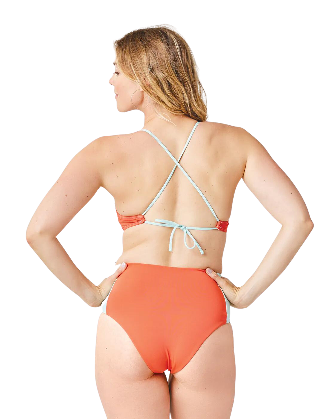 Carve Designs Erin Colorblock High Waist Bikini Bottom - Sunset/Sea Glass - FINAL SALE