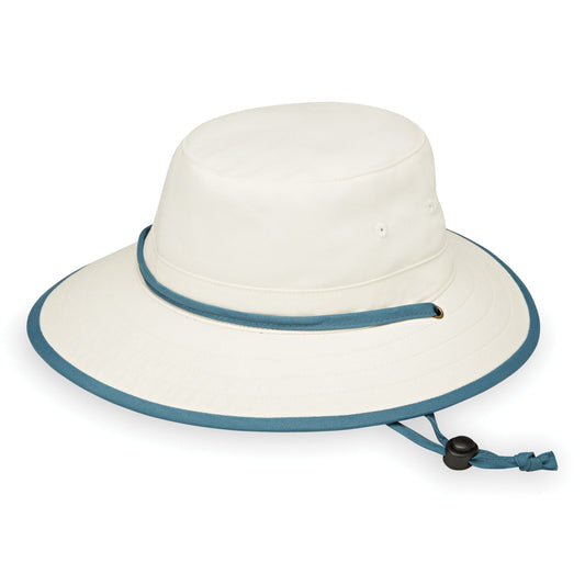 Wallaroo Ladies' Explorer Packable Sun Hat UPF 50+ - Natural/Slate Blue