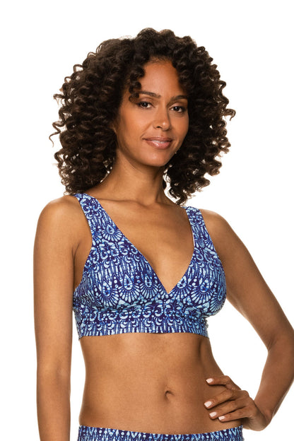 Helen Jon Solstice Bikini Top - Island Batik Navy - FINAL SALE
