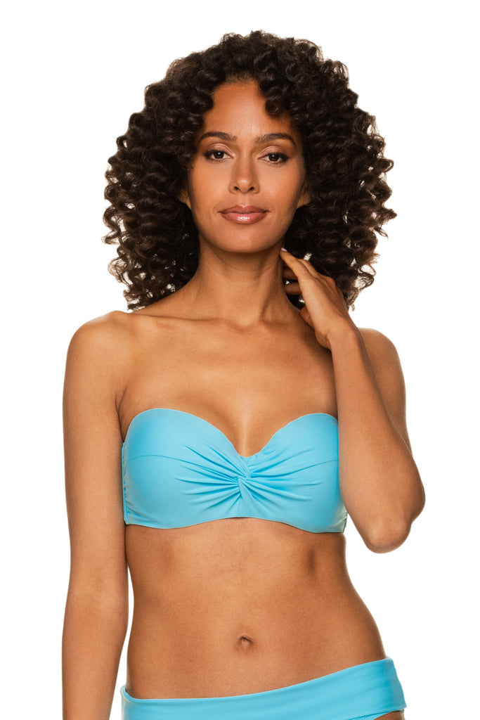 Helen Jon Twist Underwire Bandeau Solid Bikini Top - Sky Blue - FINAL SALE