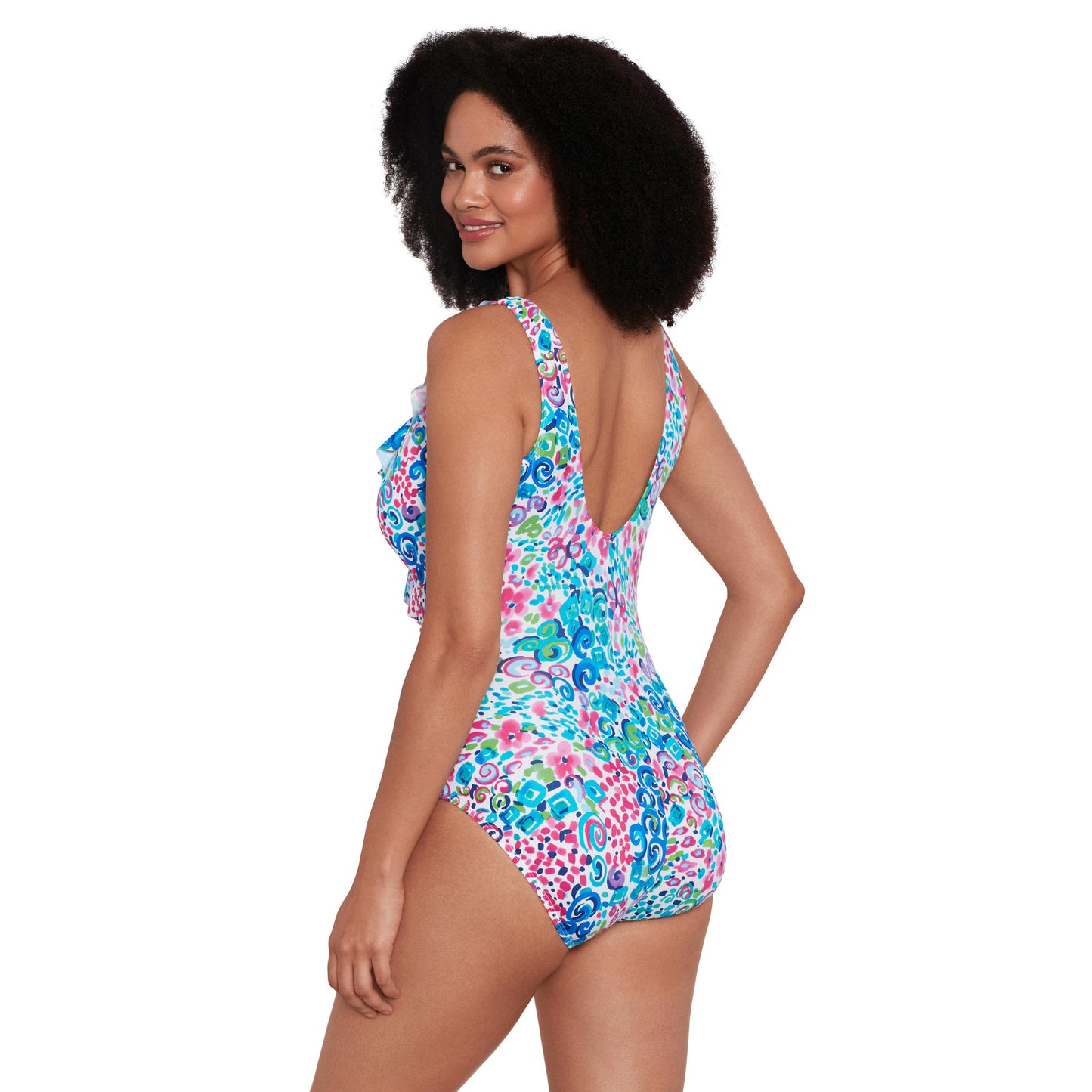 Longitude Fanciful Pink Ruffle Surplice One Piece Swimsuit - FINAL SALE