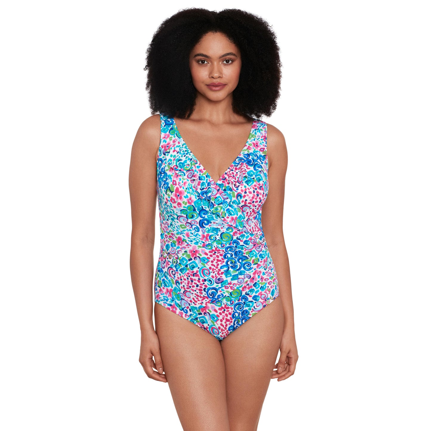 Longitude Fanciful Pink Ruffle Surplice One Piece Swimsuit - FINAL SALE