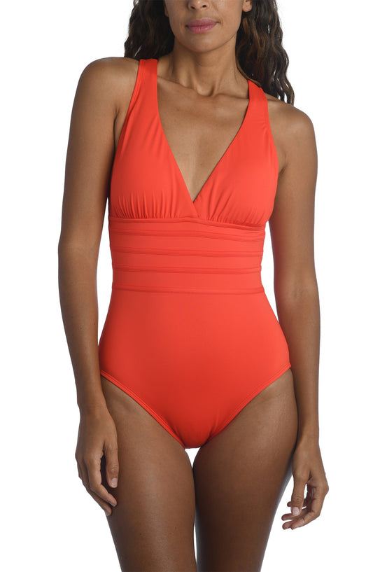 La Blanca Island Goddess Cross Back Mio One Piece Swimsuit - Paprika - FINAL SALE