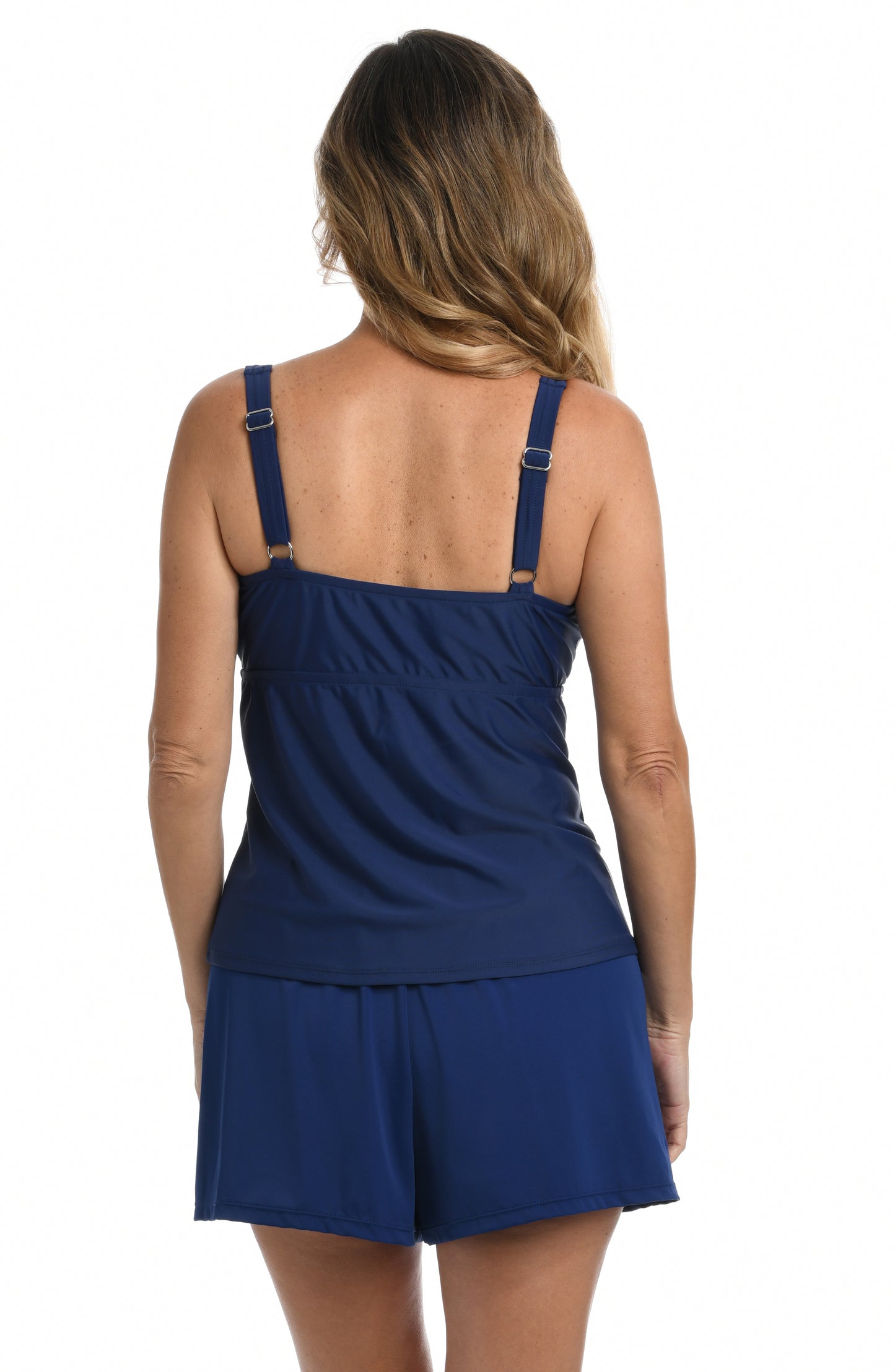 Maxine of Hollywood Shirred Tankini Top - Indigo Palms - FINAL SALE