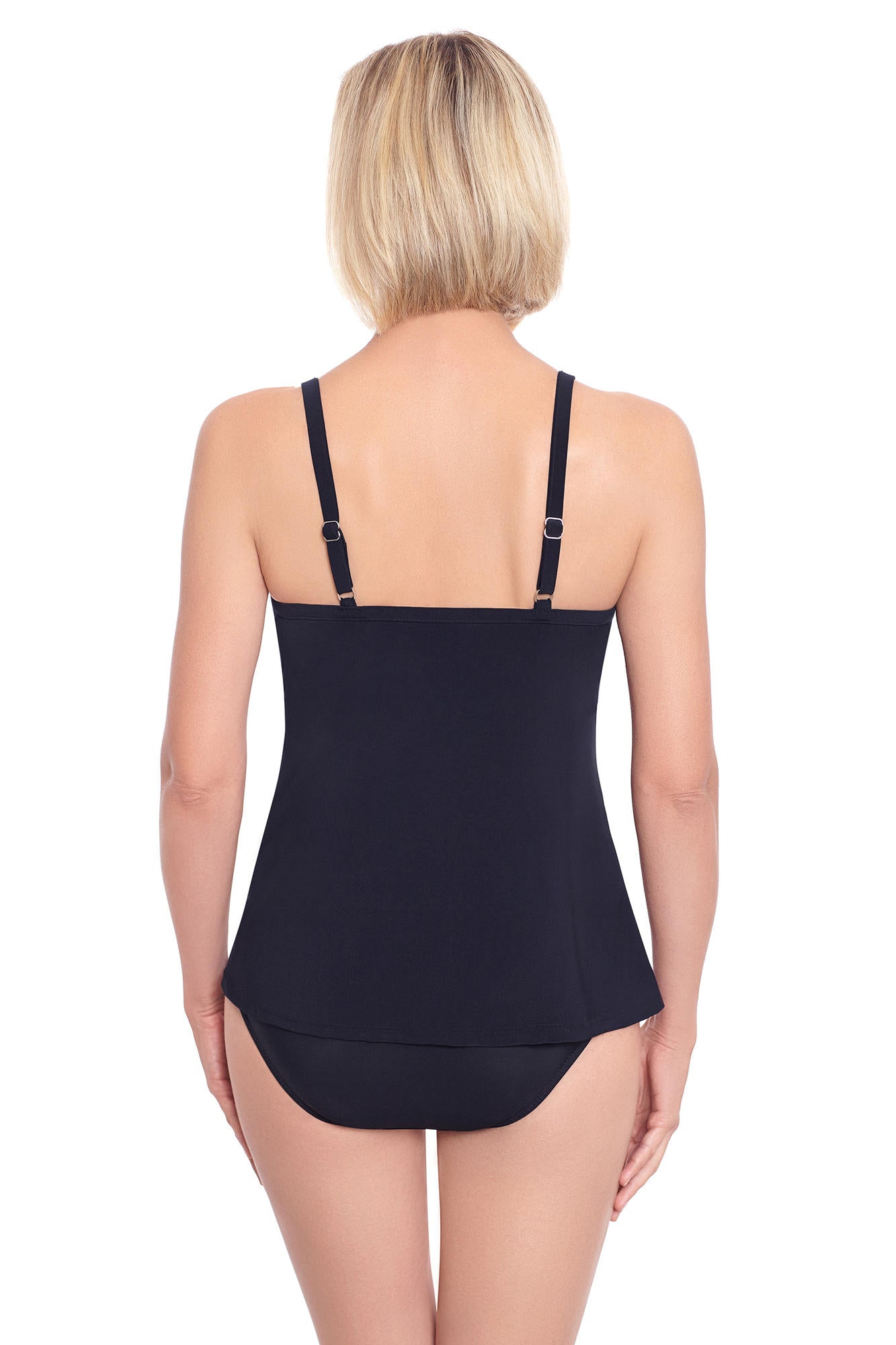 Penbrooke Women's Solid Knot Flyaway Tankini Top - Black - FINAL SALE!