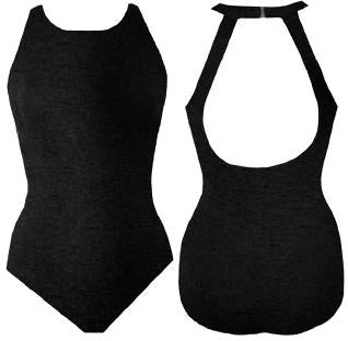 Penbrooke Krinkle Chlorine Resistant High Neck One Piece Swimsuit - Black