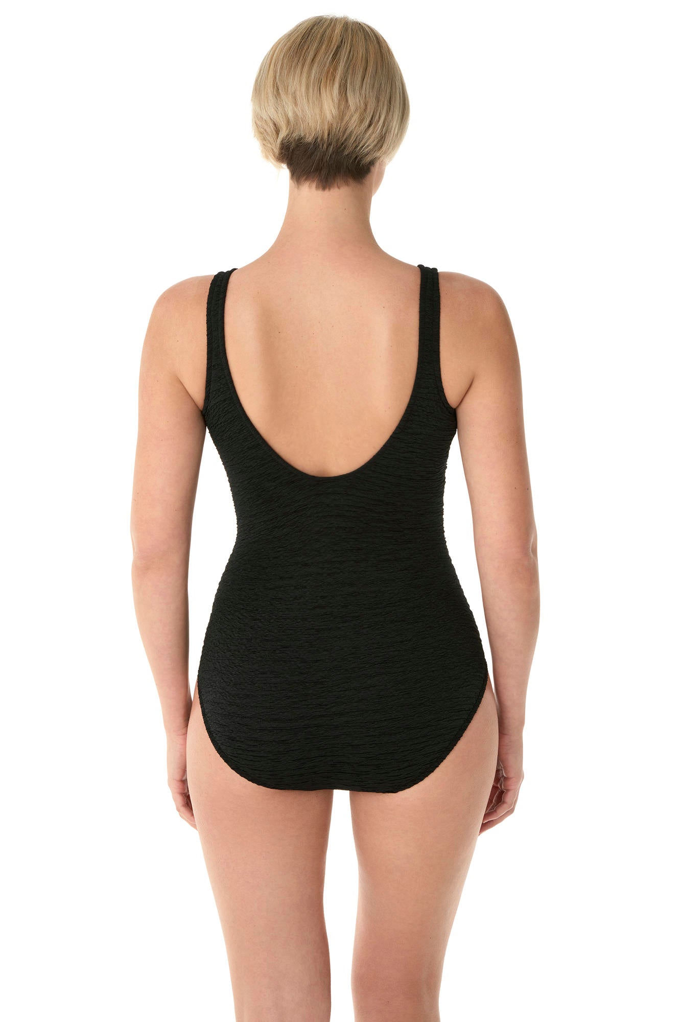 Penbrooke Krinkle Empire Mastectomy Chlorine Resistant One Piece Swimsuit - Black