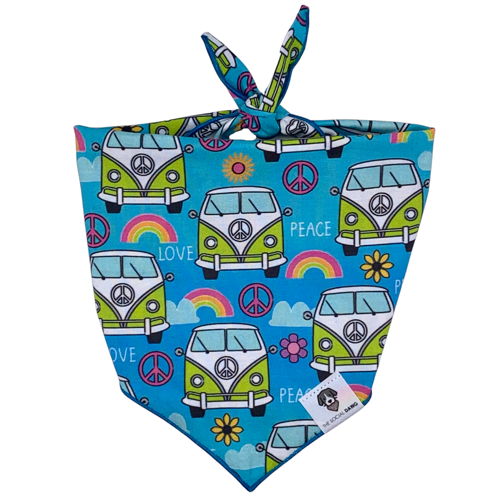 The Social Dawg Natural Cotton Tie-On Dog Bandana - Camper Vans