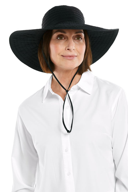 Coolibar Emma Black Featherweight Ribbon Hat UPF 50+ - Black