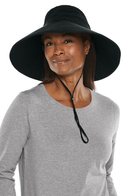 Coolibar Cyd Black Travel Beach Hat UPF 50+ - Black