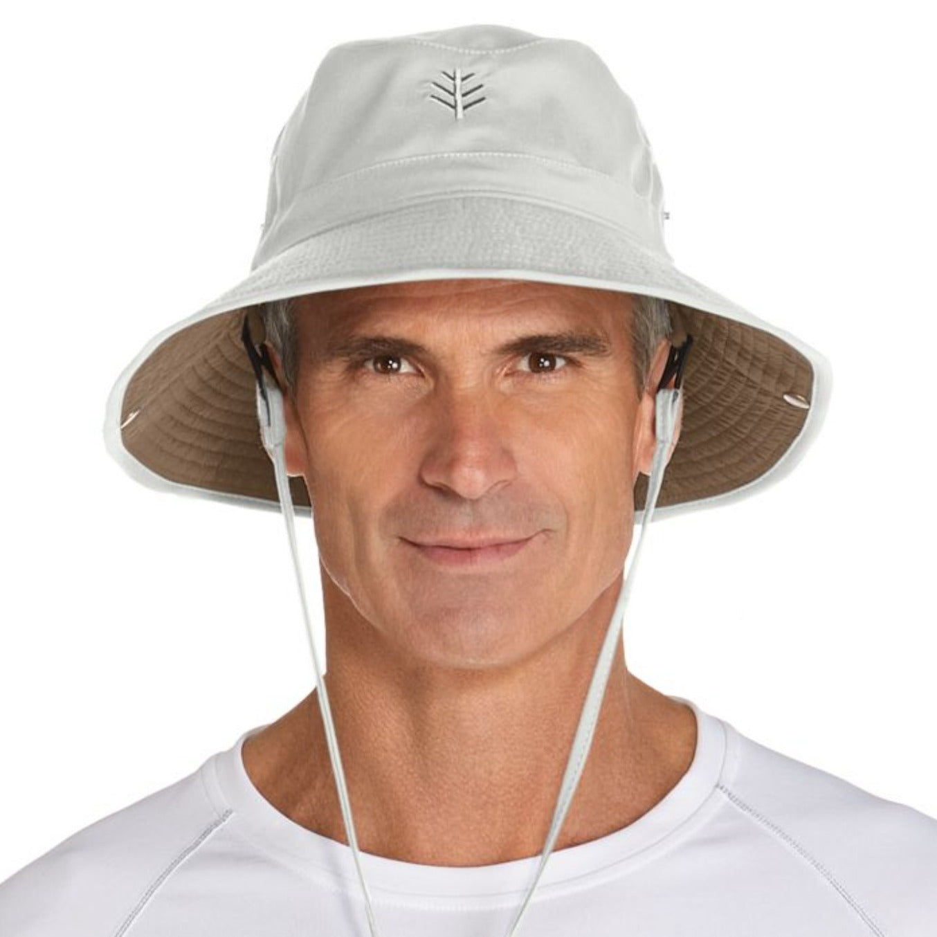 Coolibar Men's Chase Featherweight Bucket Hat UPF 50+ - Stone/Khaki