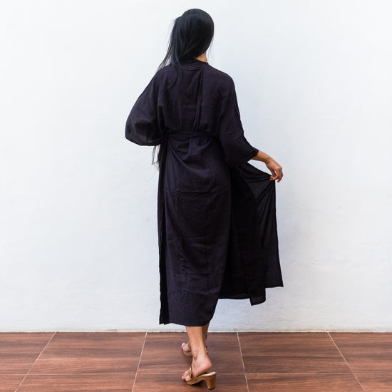 Bali Harvest Rayon Kimono Cover Up - Black FINAL SALE