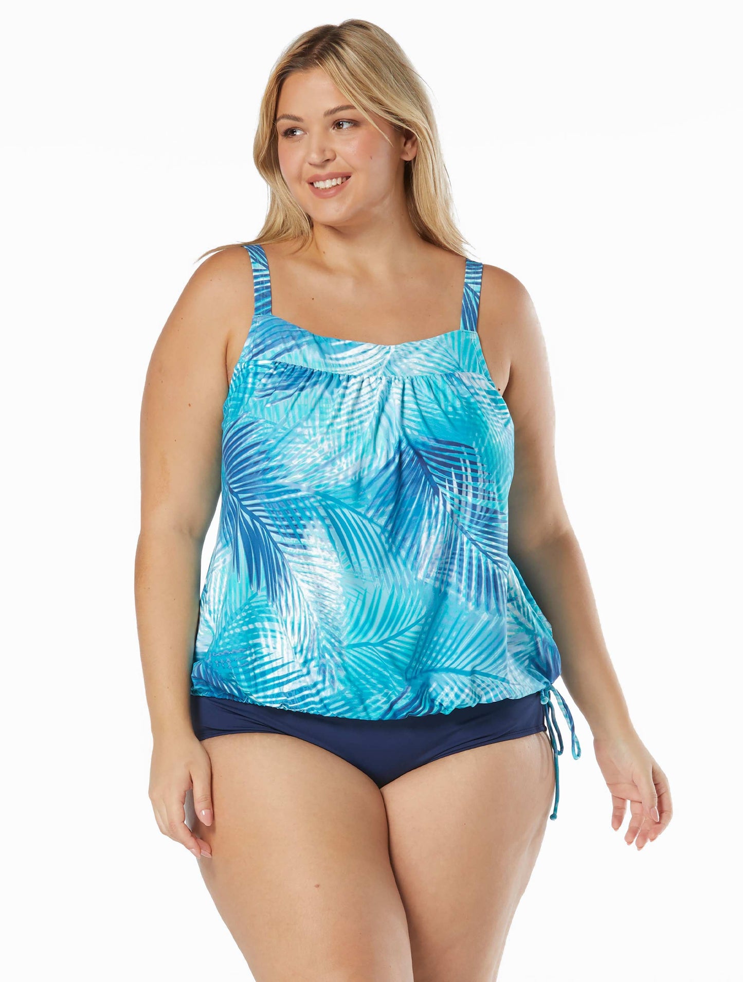 Beach House Plus Audrey Blouson Tankini Top - Shadow Fern - FINAL SALE